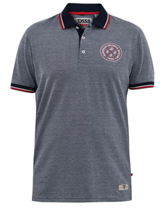 D555 Kemston Bird Eye Piqué-Poloshirt mit Rippbündchen und Kragenspitze, Marineblau/Weiß